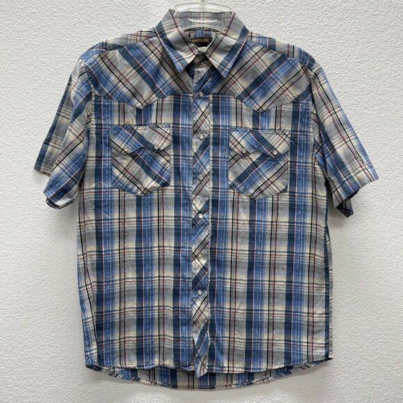 VTG Wrangler Plaid Pearl Snap X-Long Tails Regular Fit Western Shirt Cowboy